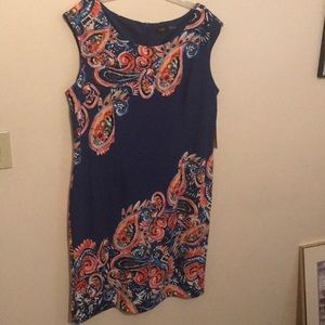 Shift dress blue with pattern size 16 I LE NY
